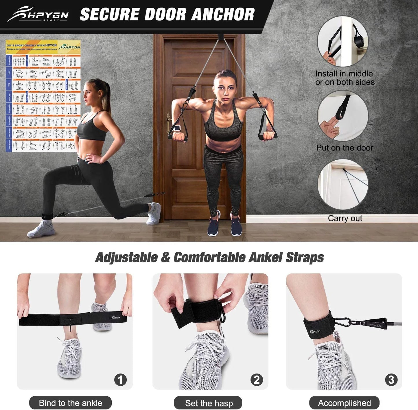 250Lb Resistance Bands, Exercise Bands with Handles, Workout Bands with Door Anchor and Ankle Straps, for Heavy Resistance Training, Physical Therapy, Shape Body, Yoga, Home Workout Set