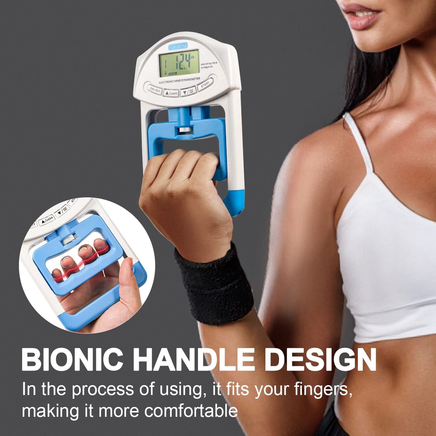 Hand Dynamometer Grip Strength Trainer - Electronic Hand Grip Strength Tester Grip Strengthener Hand Exerciser Meter Digital Hand Grip Training Gauge 198Lbs / 90Kgs