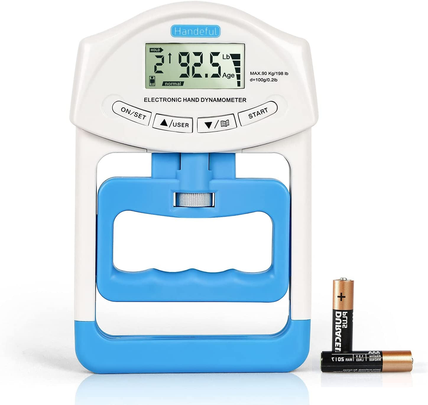 Hand Dynamometer Grip Strength Trainer - Electronic Hand Grip Strength Tester Grip Strengthener Hand Exerciser Meter Digital Hand Grip Training Gauge 198Lbs / 90Kgs