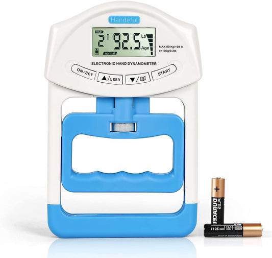 Hand Dynamometer Grip Strength Trainer - Electronic Hand Grip Strength Tester Grip Strengthener Hand Exerciser Meter Digital Hand Grip Training Gauge 198Lbs / 90Kgs