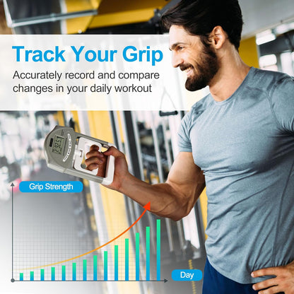 Hand Dynamometer Grip Strength Trainer - Electronic Hand Grip Strength Tester Grip Strengthener Hand Exerciser Meter Digital Hand Grip Training Gauge 198Lbs / 90Kgs