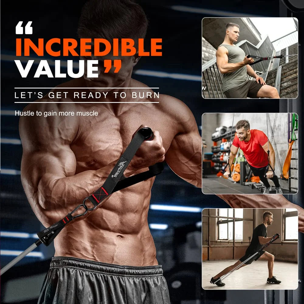 250Lb Resistance Bands, Exercise Bands with Handles, Workout Bands with Door Anchor and Ankle Straps, for Heavy Resistance Training, Physical Therapy, Shape Body, Yoga, Home Workout Set